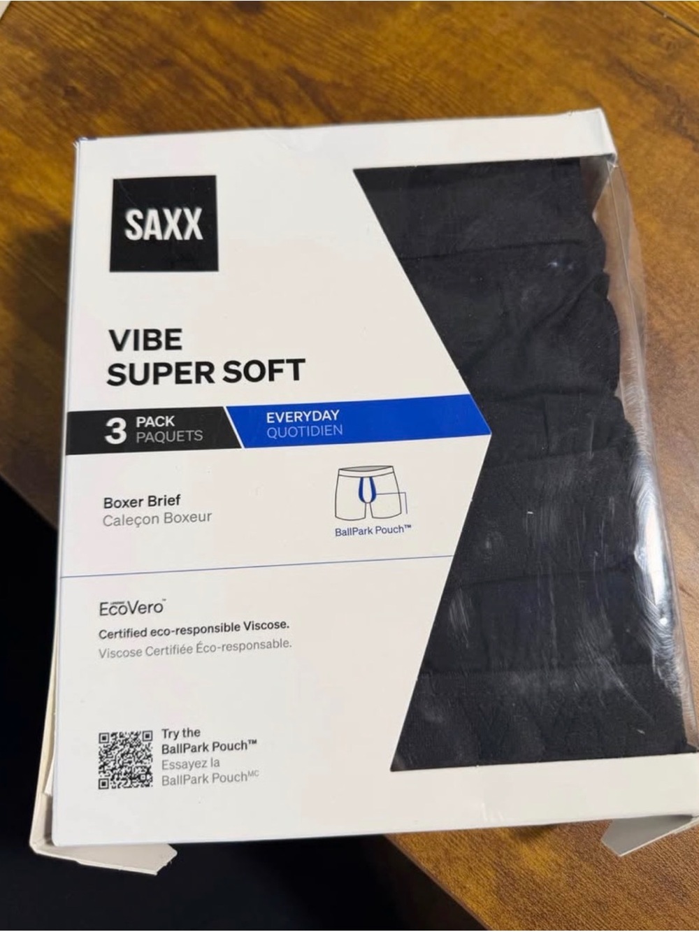 Saxx Vibe Super Soft Boxer Briefs - Black (3 Pack) New in box - Picture 1 of 3